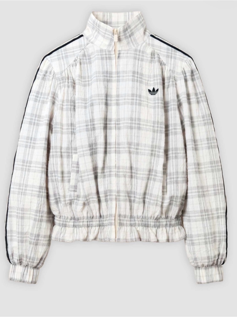 adidas Originals × ASOS track jacket in cream plaid seersucker sizes XS, S, M, L